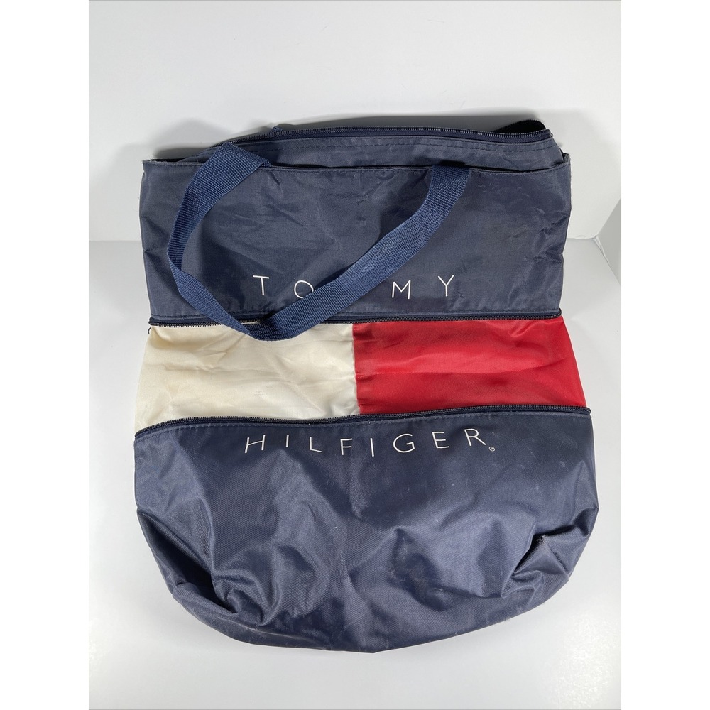 Vintage‎ Tommy Hilfiger Duffle Bag Expandable Spell Out Logo Laundry Travel Gym